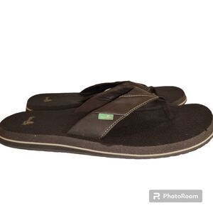 Sanuk Beer Cozy Men's Thong Flip Flop Sandals Sz 9 Brown